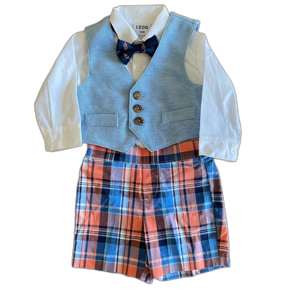 NWT IZOD Vest & Plaid Shorts Outfit Boys' 3-6 Months
